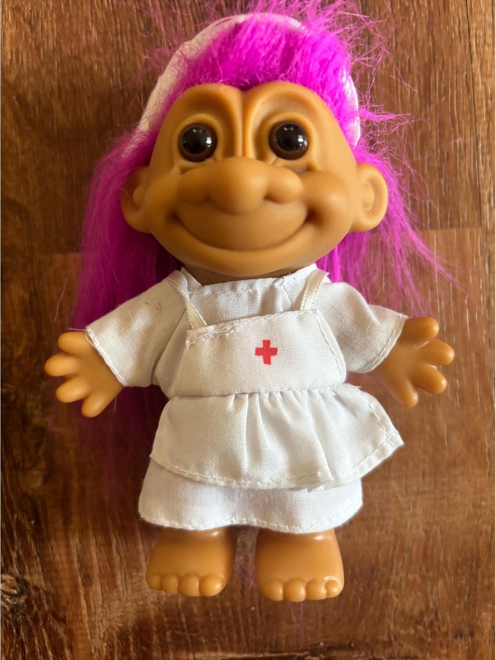 Troll Doll Nurse w Red Cross Vintage Russ Troll 5” VGC